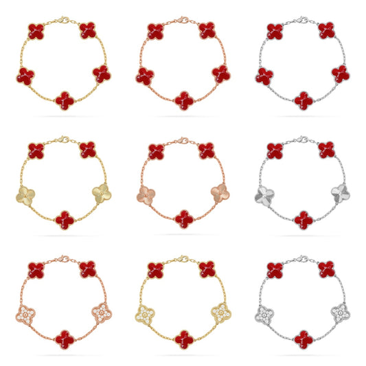 [Moco jewelrys]CLOVER 5 MOTIF RED PATTERN BRACELET COLLECTION