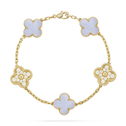 [Moco jewelrys] CLOVER 5 MOTIF PURPLE CHALCEDONY BRACELET COLLECTION