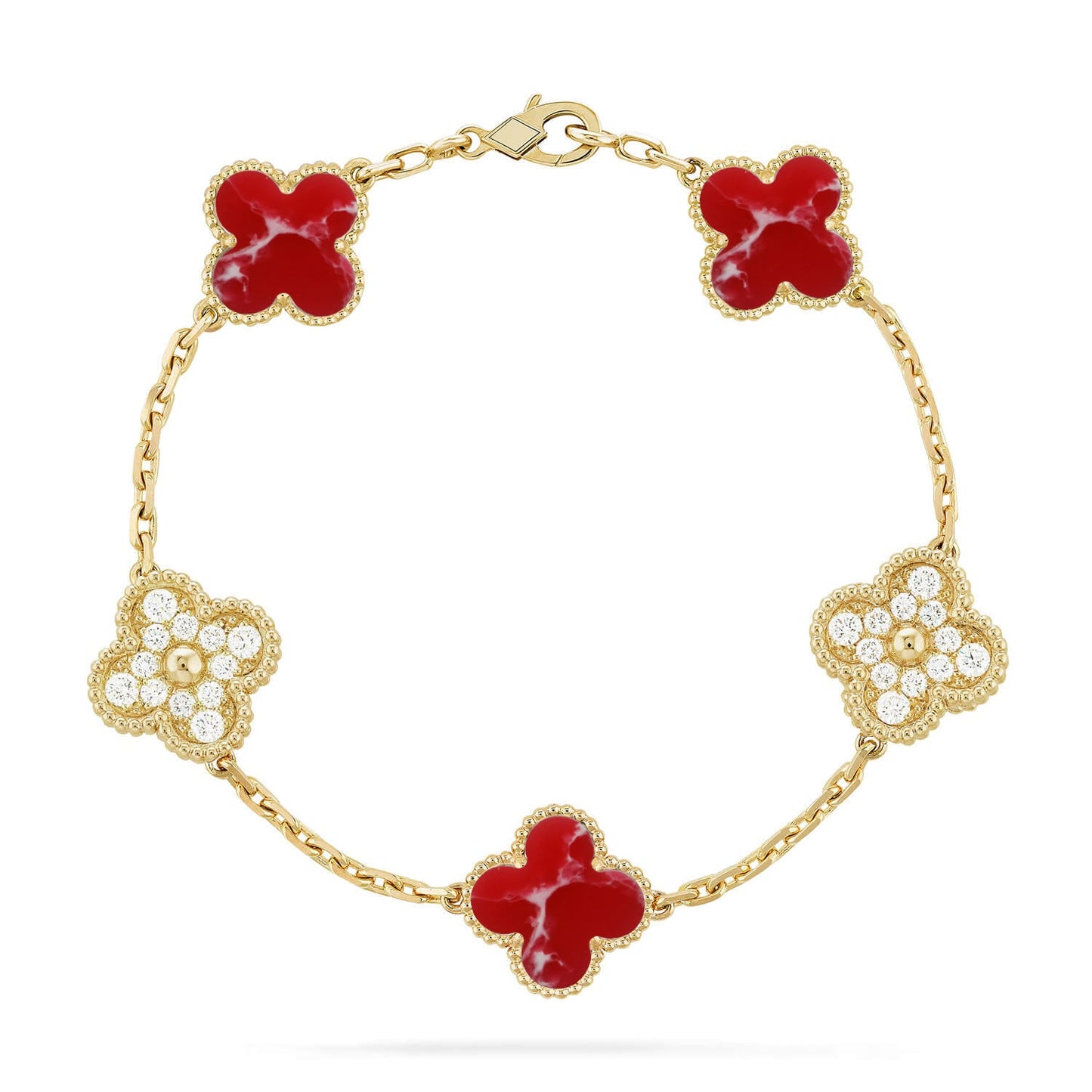 [Moco jewelrys]CLOVER 5 MOTIF RED PATTERN BRACELET COLLECTION
