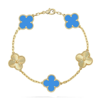 [Moco jewelrys] CLOVER 5 MOTIF BLUE AGATE BRACELET COLLECTION
