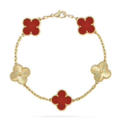 [Moco jewelrys] CLOVER 5 MOTIF RED CORNELIAN BRACELET COLLECTION