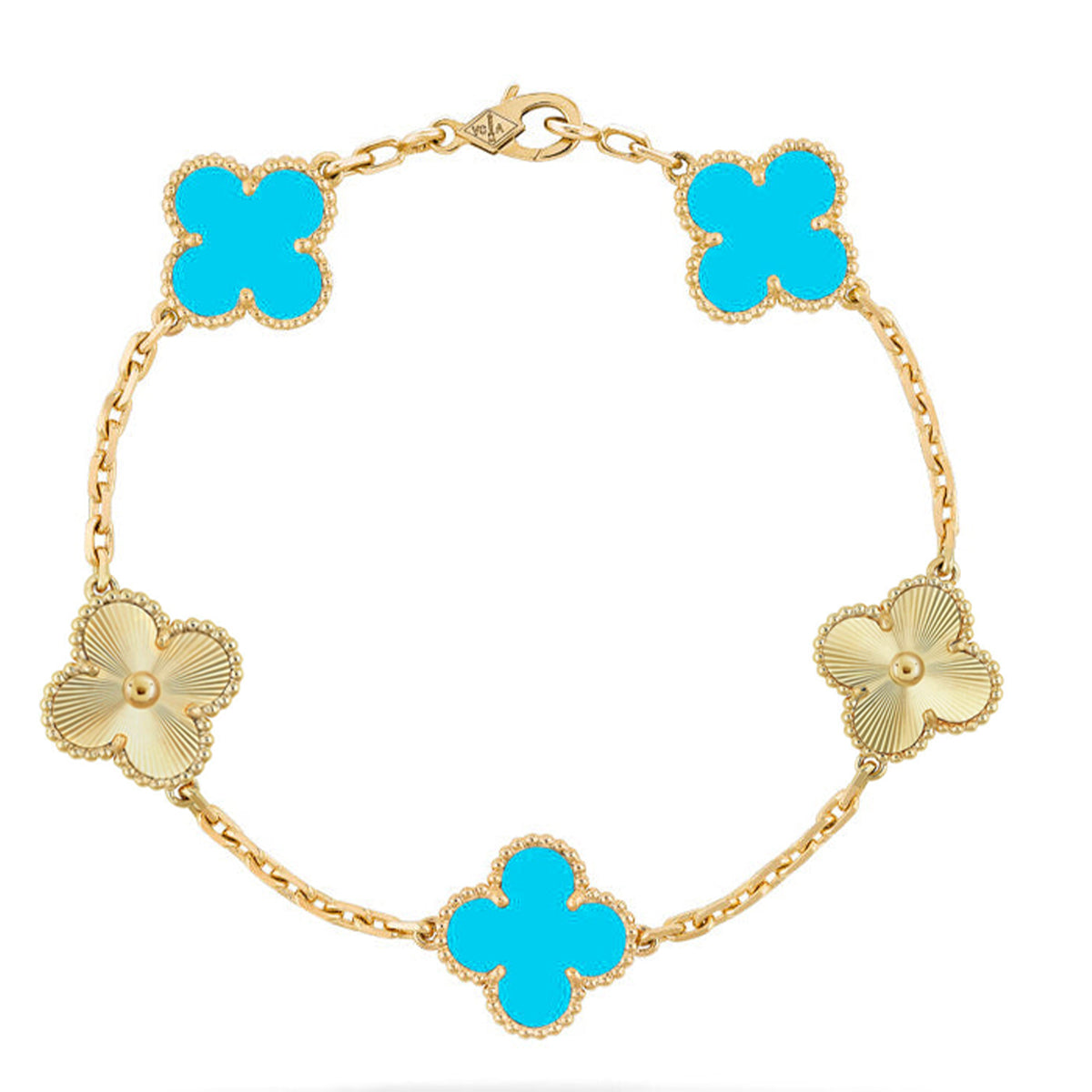 [Moco jewelrys] CLOVER 5 MOTIF TURQUOISE BRACELET COLLECTION