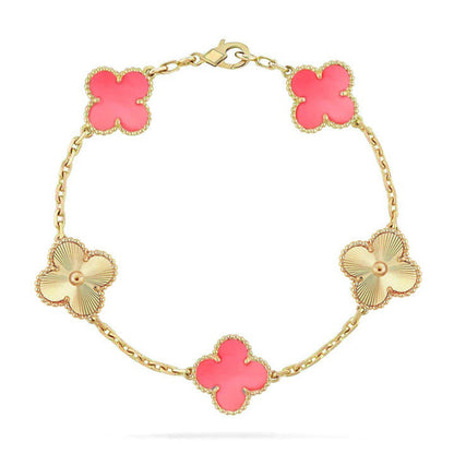 [Moco jewelrys] CLOVER 5 MOTIFS  PINK MOP BRACELET COLLECTION