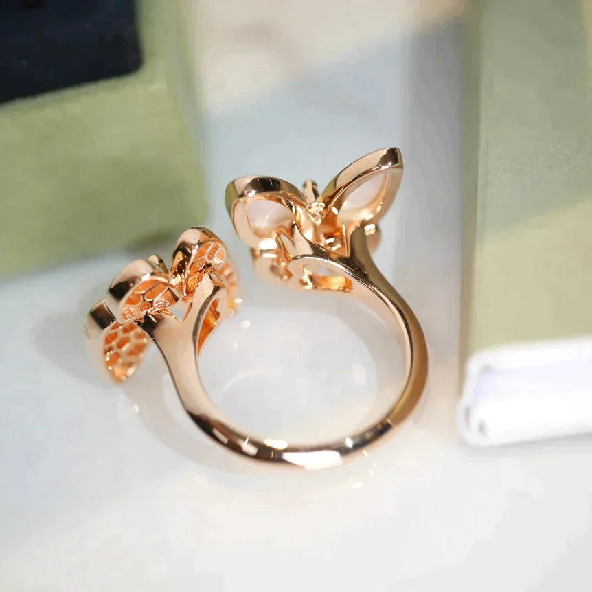 [moco jewelrys]TWIN BUTTERFLY DIAMOND MOP RING