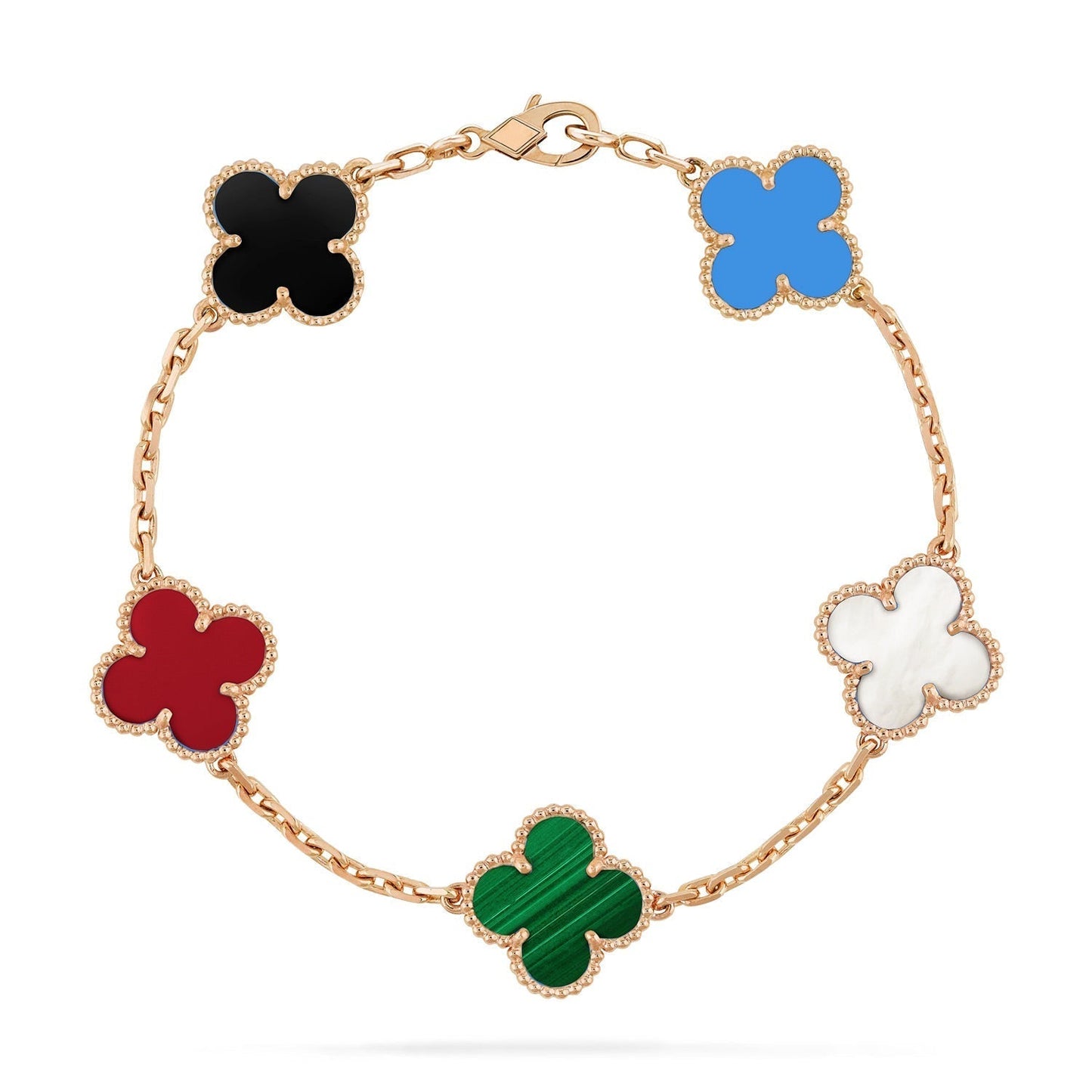 [Moco jewelrys]CLOVER 5 MOTIFS MULTICOLOR BRACELET