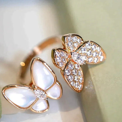 [moco jewelrys]TWIN BUTTERFLY DIAMOND MOP RING