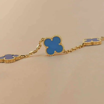 [Moco jewelrys] CLOVER 5 MOTIF BLUE AGATE BRACELET COLLECTION