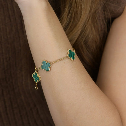 [Moco jewelrys] CLOVER 5 MOTIF MALACHITE BRACELET COLLECTION