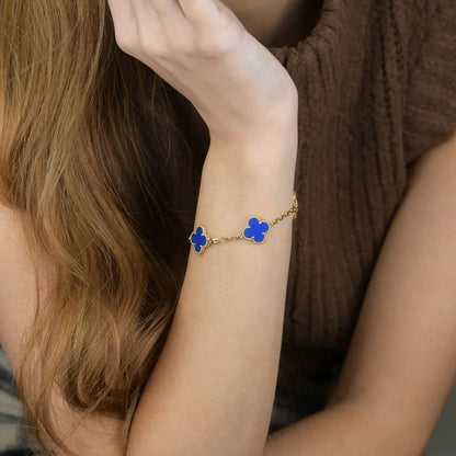 [Moco jewelrys] CLOVER 5 MOTIF BLUE AGATE BRACELET COLLECTION
