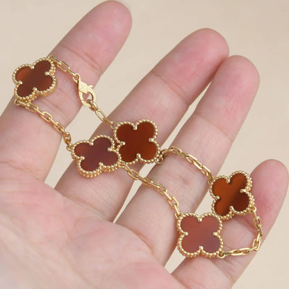 [Moco jewelrys] CLOVER 5 MOTIF RED CORNELIAN BRACELET COLLECTION