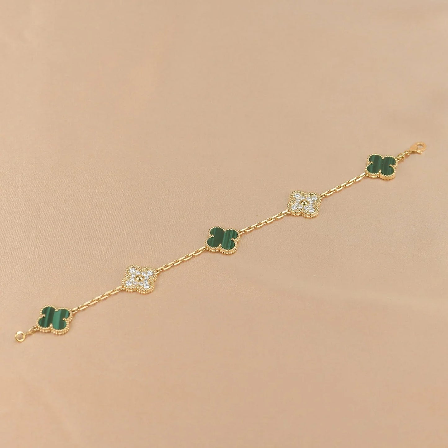 [Moco jewelrys] CLOVER 5 MOTIF MALACHITE BRACELET COLLECTION