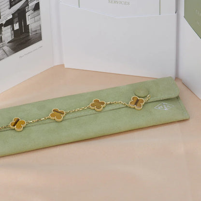 [Moco jewelrys] CLOVER 5 MOTIFS TIGER EYE BRACELET COLLECTION