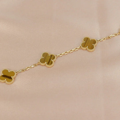[Moco jewelrys] CLOVER 5 MOTIFS TIGER EYE BRACELET COLLECTION