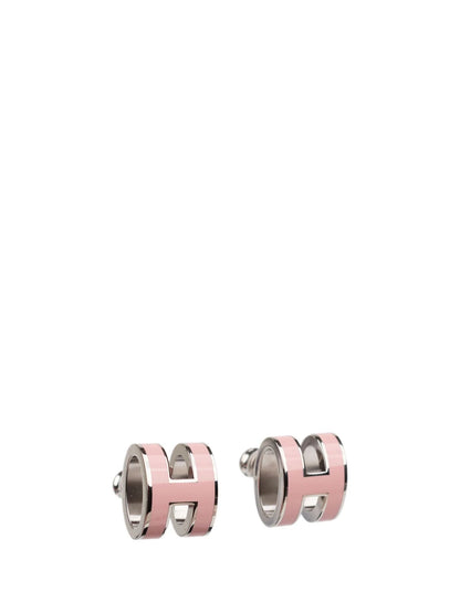 [moco jewelrys]MINI POP H SILVER EARRINGS PINK