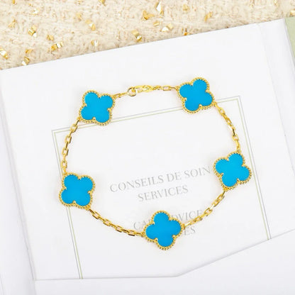[Moco jewelrys] CLOVER 5 MOTIF TURQUOISE BRACELET COLLECTION