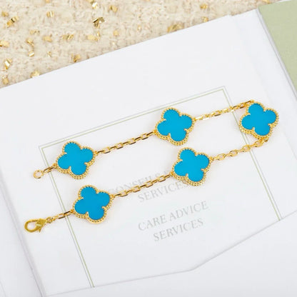 [Moco jewelrys] CLOVER 5 MOTIF TURQUOISE BRACELET COLLECTION