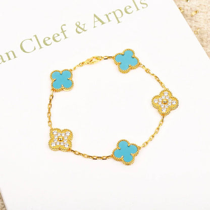 [Moco jewelrys] CLOVER 5 MOTIF TURQUOISE BRACELET COLLECTION