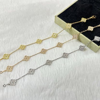 [Moco jewelrys]CLOVER 6 MOTIF DIAMOND BRACELET