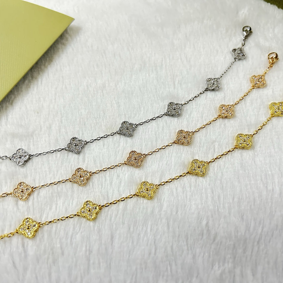 [Moco jewelrys]CLOVER 6 MOTIF DIAMOND BRACELET
