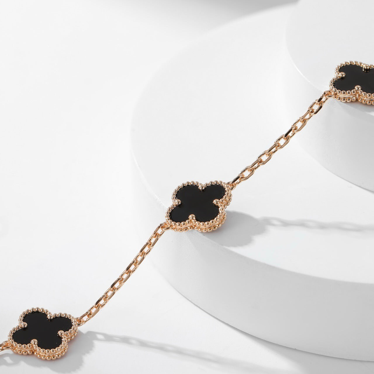[moco jewelrys]CLOVER 10 MOTIFS ONYX NECKLACE