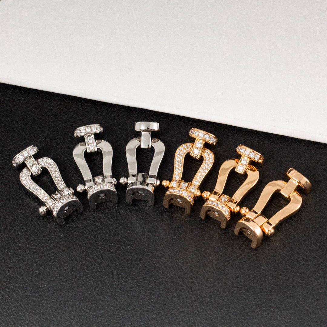 [moco jewelrys]FORCE LARGE HORSESHOE HALF DIAMOND BRACELET SILVER