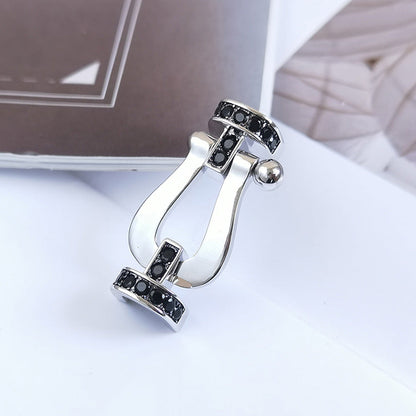 [moco jewelrys]FORCE LARGE HORSESHOE BLACK DIAMOND BRACELET SILVER