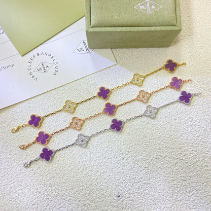 [Moco jewelrys] CLOVER 5 MOTIF VIOLET BRACELET COLLECTION