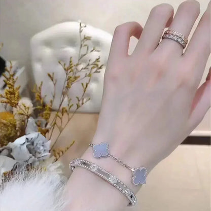 [Moco jewelrys] CLOVER 5 MOTIF PURPLE CHALCEDONY BRACELET COLLECTION