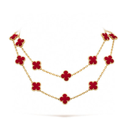 [moco jewelrys]CLOVER 20 MOTIFS CARNELIAN NECKLACE