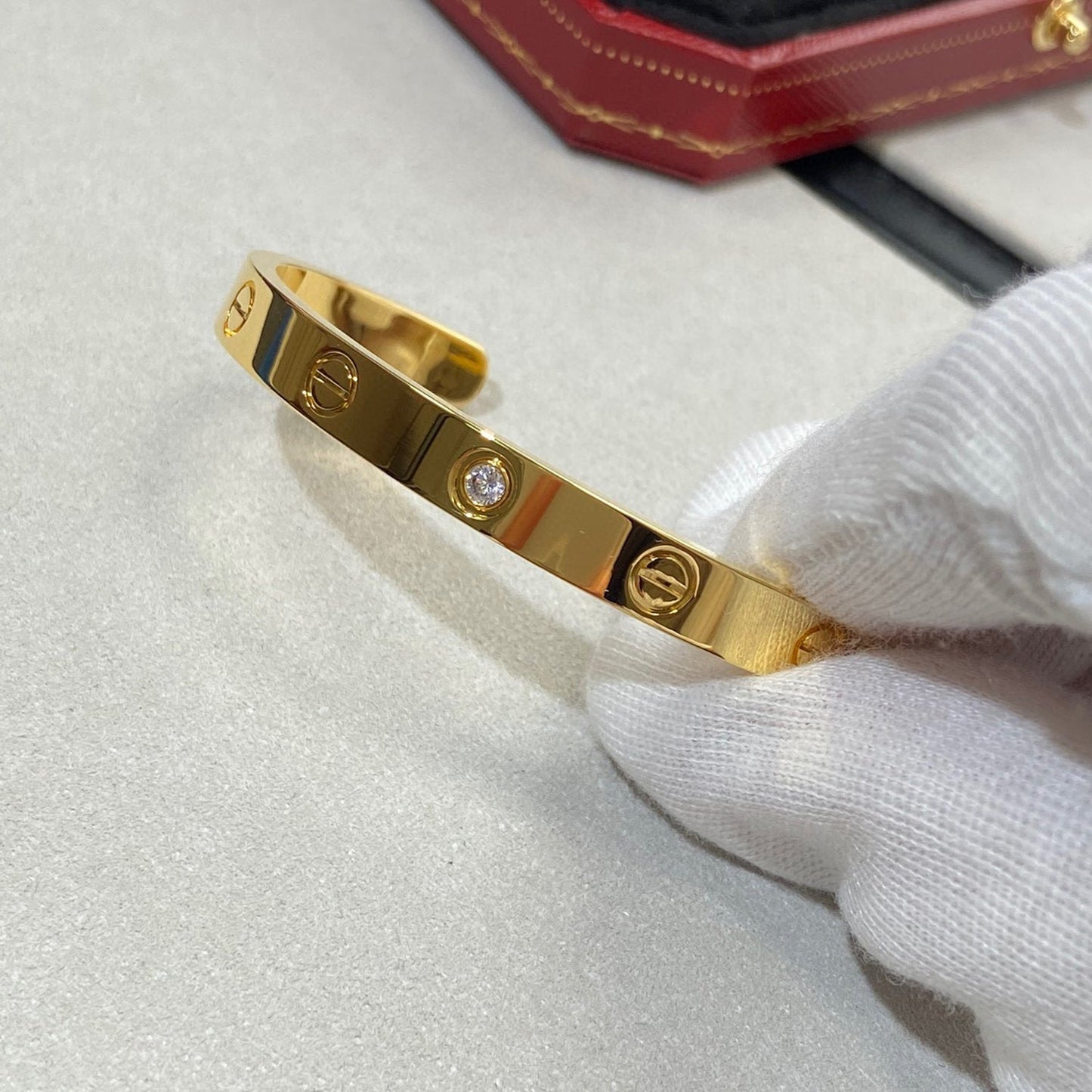 [moco jewelrys]LOVE BRACELET 6.1MM 1 DIAMOND OPEN CUFF