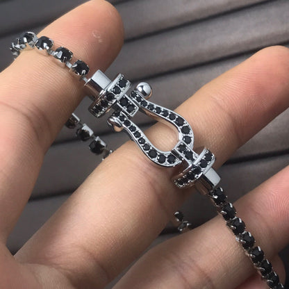 [moco jewelrys]FORCE  LARGE HORSESHOE FULL DIAMOND TENNIS BRACELET