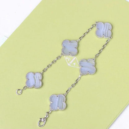 [Moco jewelrys] CLOVER 5 MOTIF PURPLE CHALCEDONY BRACELET COLLECTION
