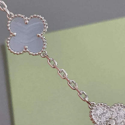 [Moco jewelrys] CLOVER 5 MOTIF PURPLE CHALCEDONY BRACELET COLLECTION
