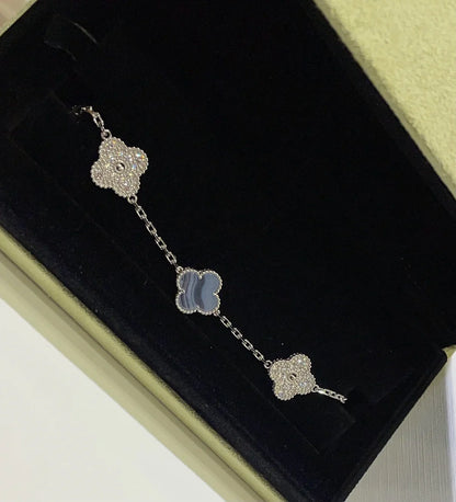 [Moco jewelrys] CLOVER 5 MOTIF PURPLE CHALCEDONY BRACELET COLLECTION