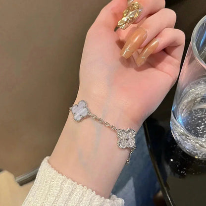 [Moco jewelrys] CLOVER 5 MOTIF PURPLE CHALCEDONY BRACELET COLLECTION