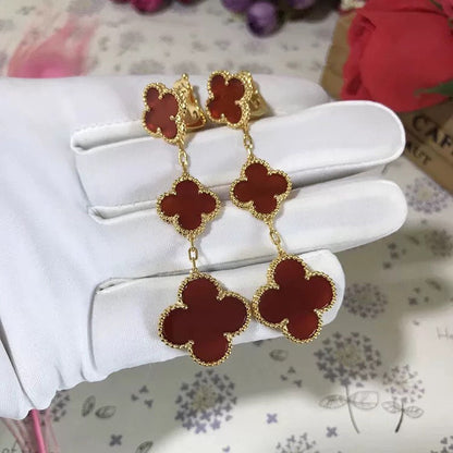 [moco jewelrys]CLOVER 3 MOTIF CARNELIAN DROP EARRINGS