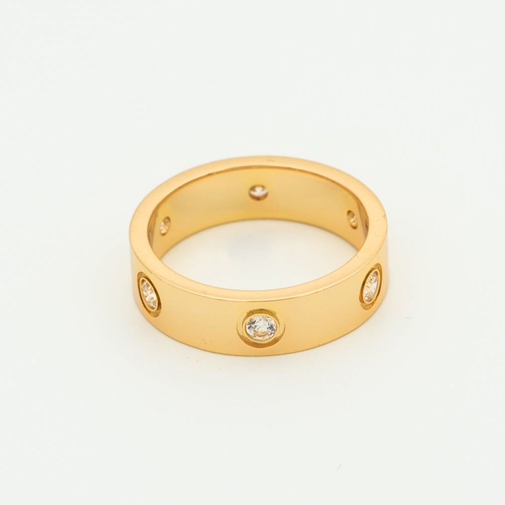 [moco jewelrys]LOVE RING 5.5MM 6 DIAMONDS PINK GOLD