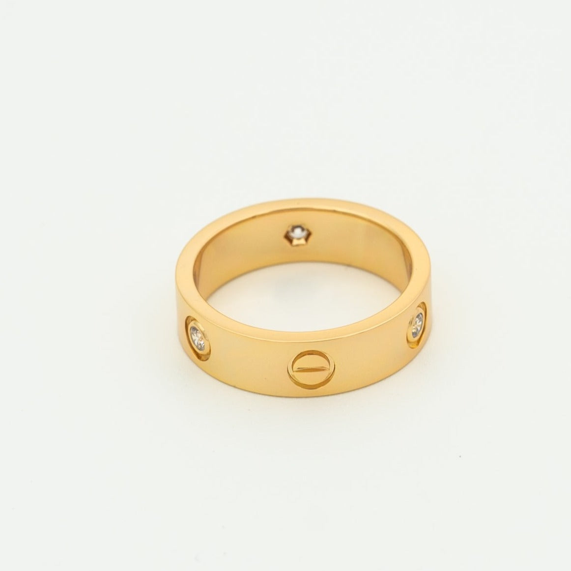 [moco jewelrys]LOVE RING 5.5MM 3 DIAMONDS PINK GOLD