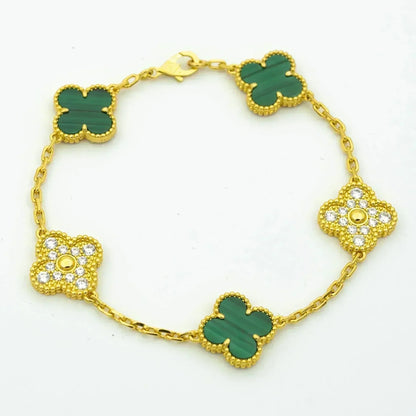 [Moco jewelrys] CLOVER 5 MOTIF MALACHITE BRACELET COLLECTION