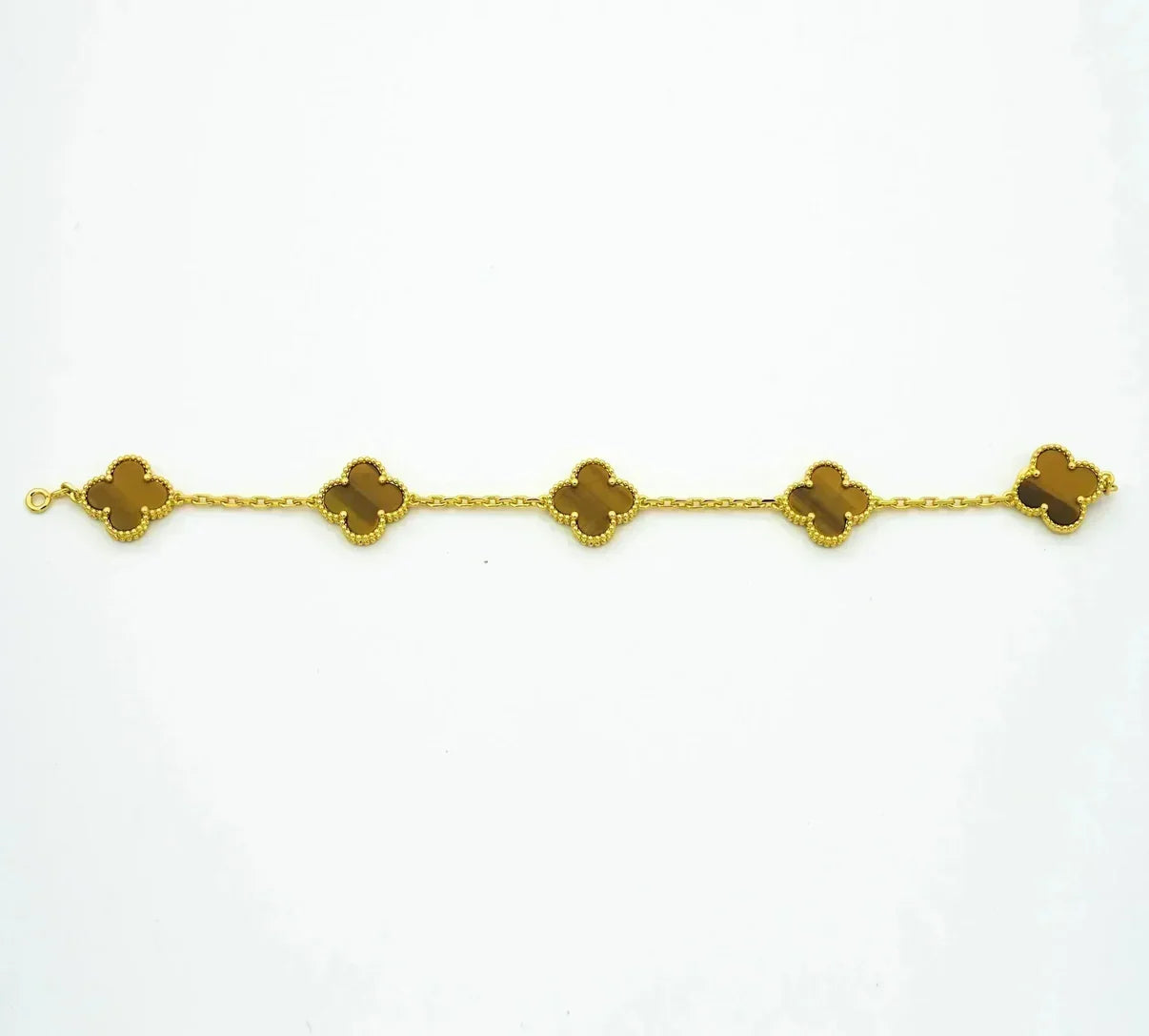 [Moco jewelrys] CLOVER 5 MOTIFS TIGER EYE BRACELET COLLECTION