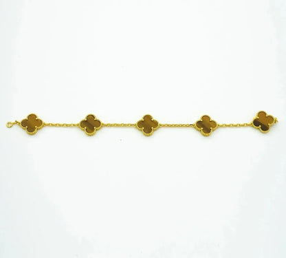[Moco jewelrys] CLOVER 5 MOTIFS TIGER EYE BRACELET COLLECTION