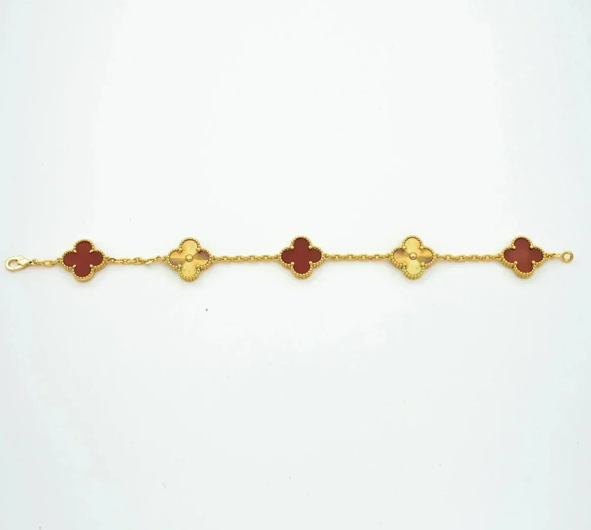 [Moco jewelrys] CLOVER 5 MOTIF RED CORNELIAN BRACELET COLLECTION
