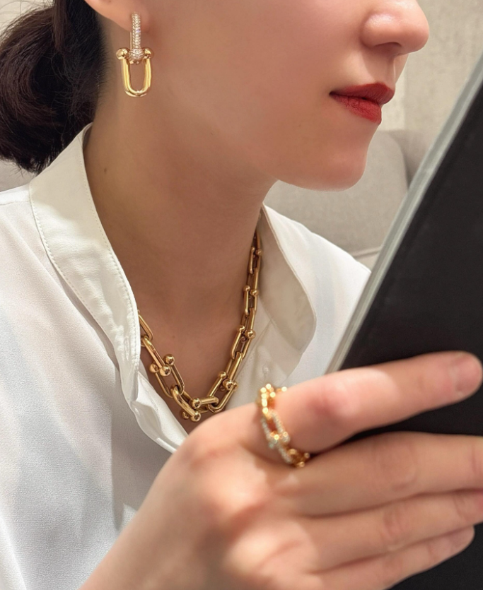 [moco jewelrys]TF HORSESHOE BUCKLE DIAMOND EARRINGS