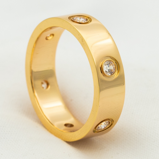 [moco jewelrys]LOVE RING 5.5MM 6 DIAMONDS PINK GOLD