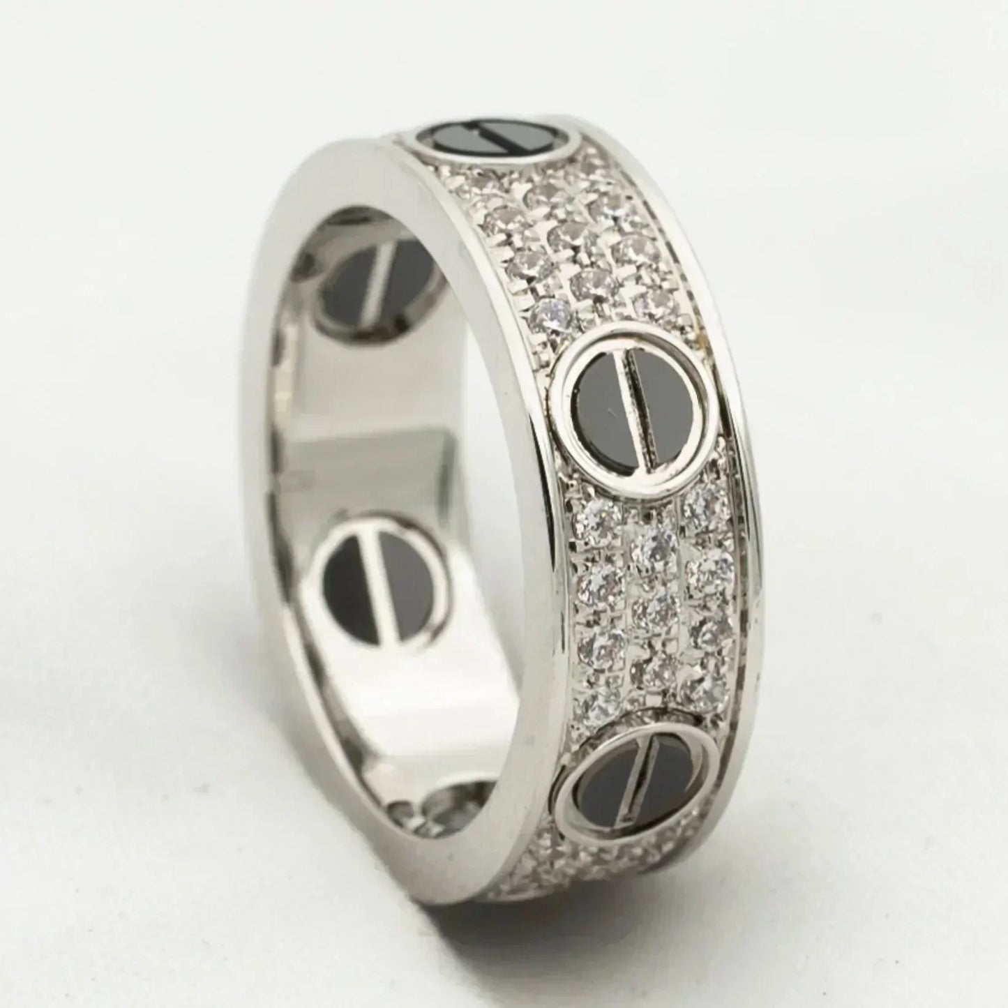 [moco jewelrys]LOVE RING 5.5MM DIAMONDS PAVED CERAMIC