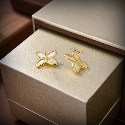 [moco jewelrys]JEUX DE WHITE MOP GOLD DIAMOND EARRINGS