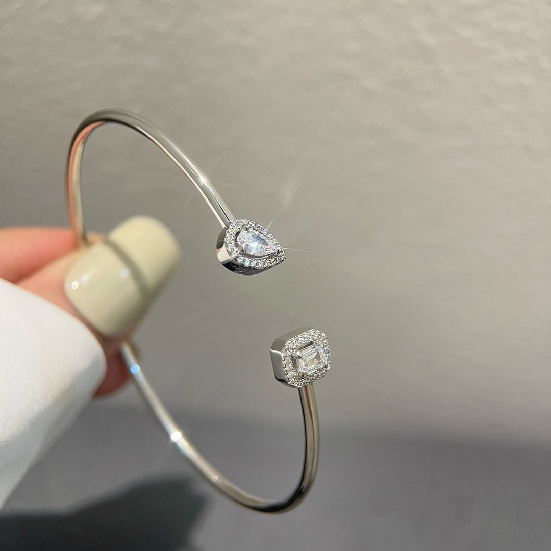 [moco jewelrys ]JONC FLEX MY TWIN TOI & MOI SILVER DIAMOND BRACELET