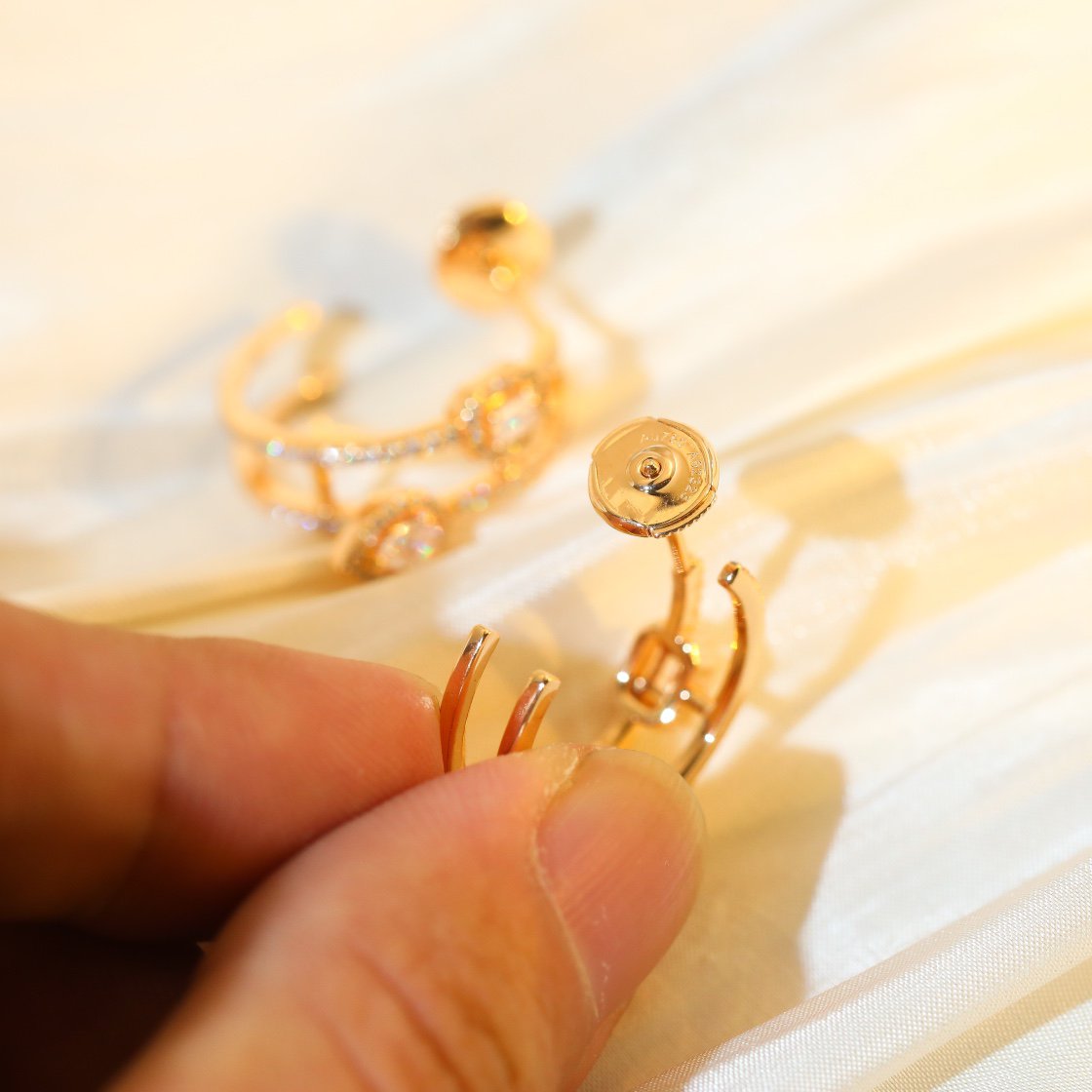 [moco jewelrys ]CREOLES MY TWIN 2 RANGS SILVER DIAMOND EARRINGS