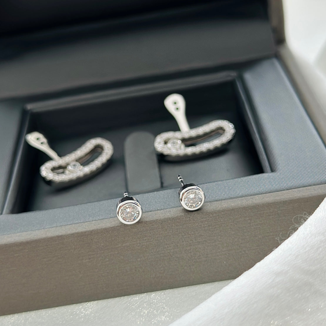 [moco jewelrys ]MOVE UNO SILVER DIAMOND EARRINGS
