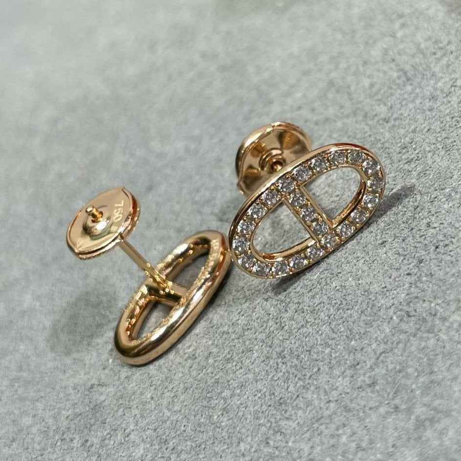 [moco jewelrys]HM FULL DIAMOND PIG NOSE STUD EARRINGS